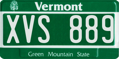 VT license plate XVS889