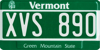 VT license plate XVS890