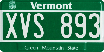 VT license plate XVS893