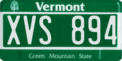VT license plate XVS894