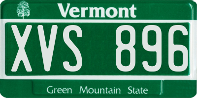 VT license plate XVS896