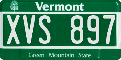 VT license plate XVS897