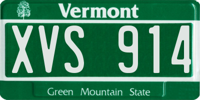 VT license plate XVS914
