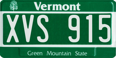 VT license plate XVS915