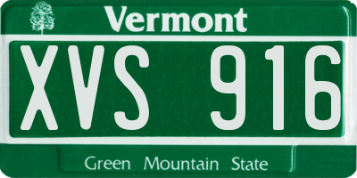 VT license plate XVS916
