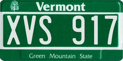 VT license plate XVS917