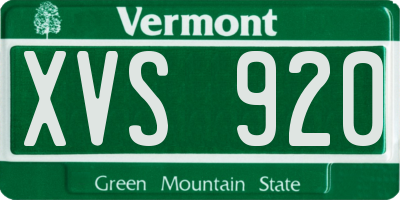 VT license plate XVS920