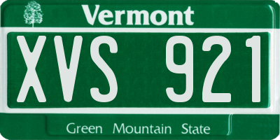 VT license plate XVS921