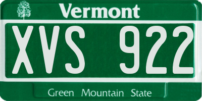 VT license plate XVS922