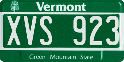 VT license plate XVS923