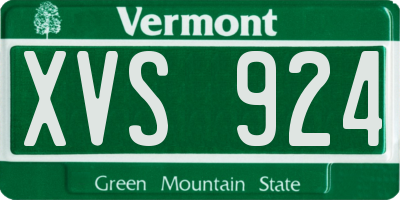 VT license plate XVS924