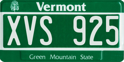 VT license plate XVS925