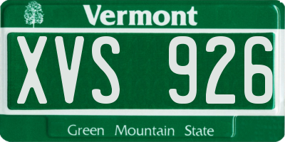 VT license plate XVS926