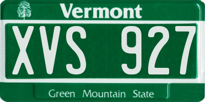VT license plate XVS927
