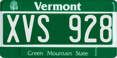 VT license plate XVS928
