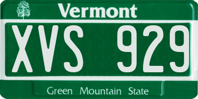 VT license plate XVS929