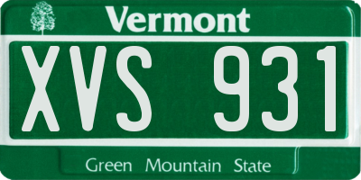 VT license plate XVS931