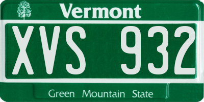 VT license plate XVS932