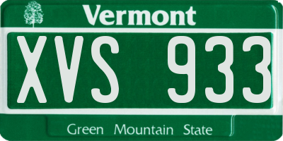 VT license plate XVS933