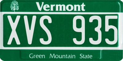 VT license plate XVS935