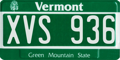 VT license plate XVS936
