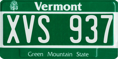 VT license plate XVS937