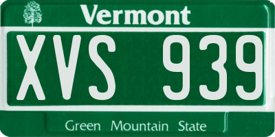 VT license plate XVS939