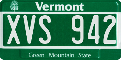 VT license plate XVS942