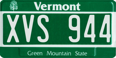 VT license plate XVS944