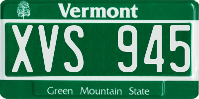 VT license plate XVS945