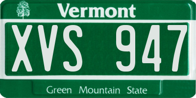 VT license plate XVS947