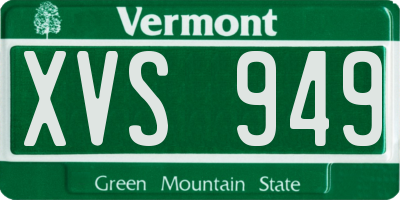 VT license plate XVS949