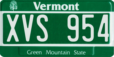 VT license plate XVS954