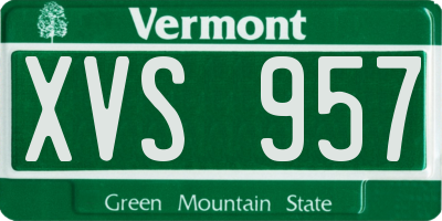 VT license plate XVS957
