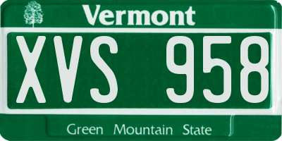 VT license plate XVS958