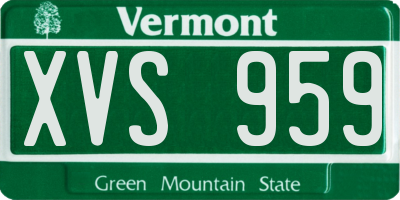 VT license plate XVS959