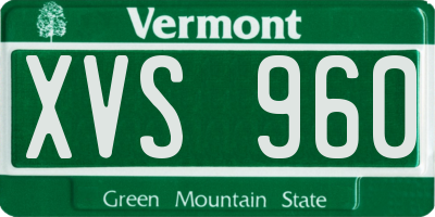 VT license plate XVS960