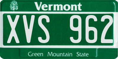 VT license plate XVS962