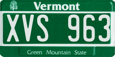 VT license plate XVS963