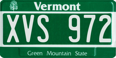 VT license plate XVS972