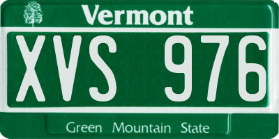 VT license plate XVS976
