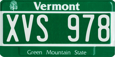 VT license plate XVS978