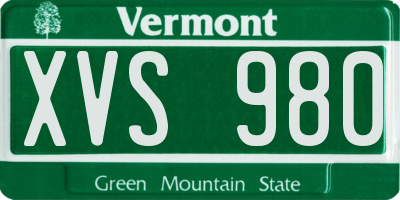 VT license plate XVS980