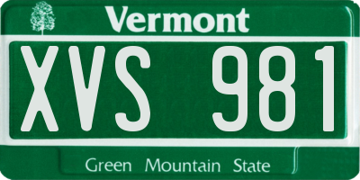 VT license plate XVS981