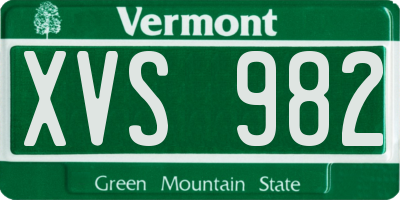 VT license plate XVS982