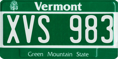 VT license plate XVS983