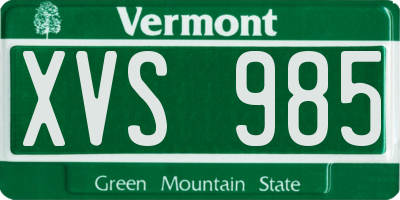 VT license plate XVS985