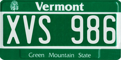 VT license plate XVS986