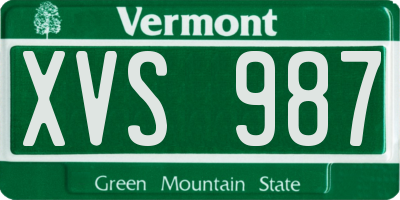 VT license plate XVS987