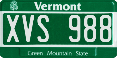 VT license plate XVS988